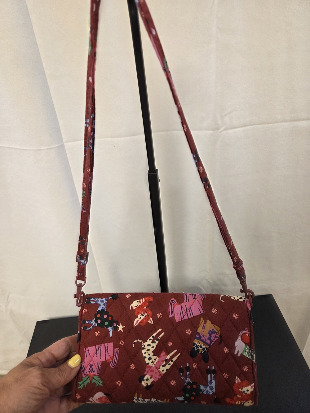 Vera Bradley Burgundy Quilted Printed Crossbody Bag